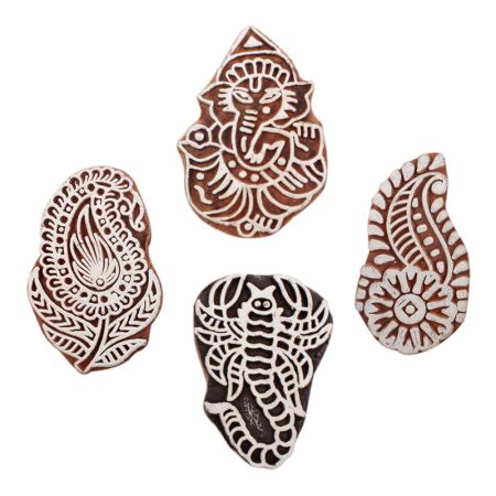 Set of 4 Piece New Mix Wooden Printing Block